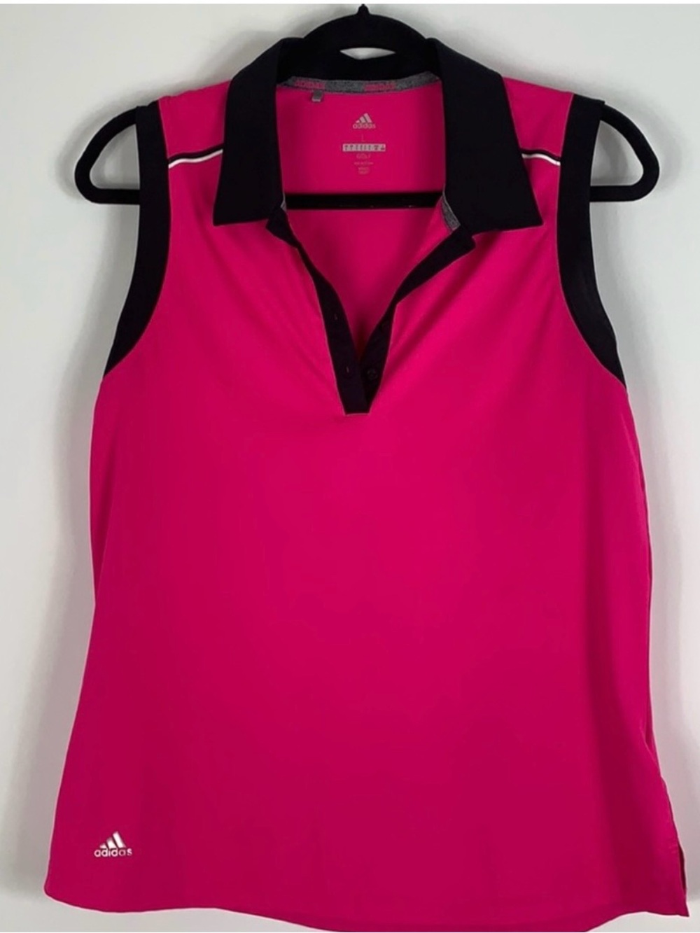 adidas Women’s Sleeveless Polo Tank - Hot Pink with Black Trim